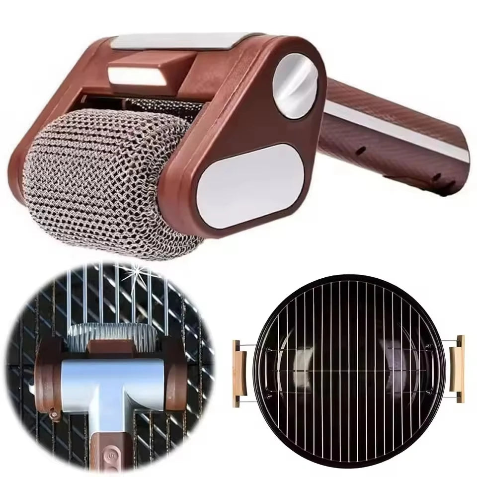 Cepillo Eléctrico Rotativo para Parrilla – Acero Inoxidable 304 + LED